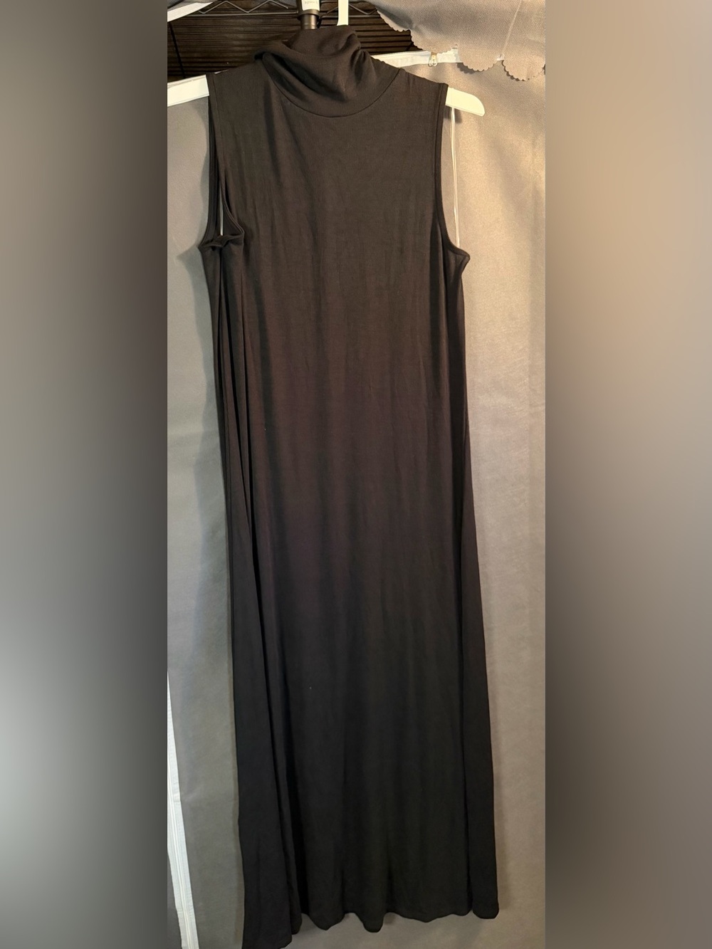 A New Day Black Sleeveless Ribbed Turtleneck Maxi Dress Size Large NWOT